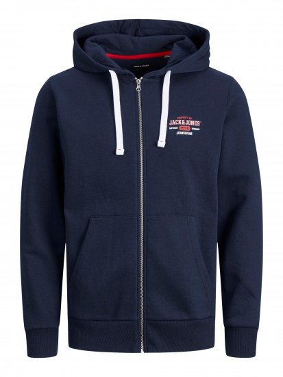 Jack & Jones JJSTAMP ZIP Hoodie Navy - Hupparit ja collegepaidat - Miesten hupparit ja collegepaidat isot koot