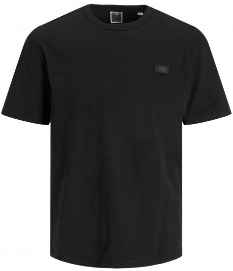Jack & Jones JCOCLASSIC WAFFLE BADGE TEE Black - T-paidat - Isot T-paidat 2XL – 14XL