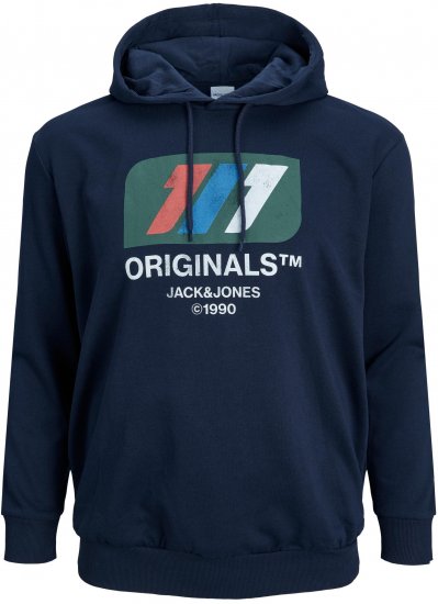 Jack & Jones JORNATE SWEAT Hoodie Navy - Hupparit ja collegepaidat - Miesten hupparit ja collegepaidat isot koot