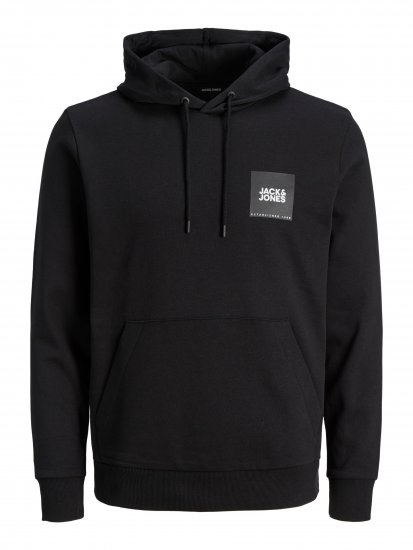 Jack & Jones JJLOCK SWEAT HOOD Black - Hupparit ja collegepaidat - Miesten hupparit ja collegepaidat isot koot