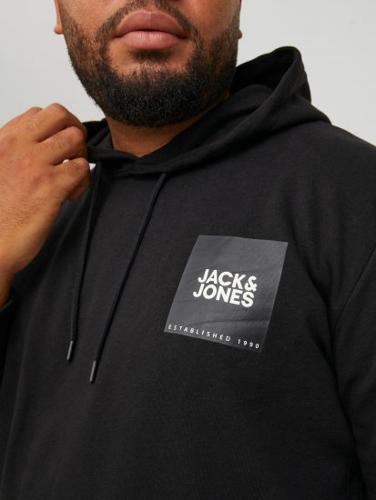 Jack & Jones JJLOCK SWEAT HOOD Black - Hupparit ja collegepaidat - Miesten hupparit ja collegepaidat isot koot