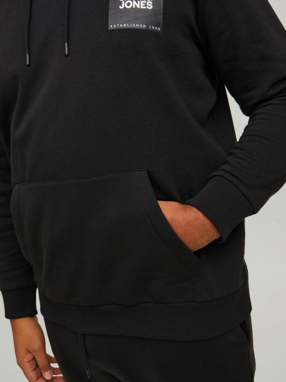 Jack & Jones JJLOCK SWEAT HOOD Black - Hupparit ja collegepaidat - Miesten hupparit ja collegepaidat isot koot