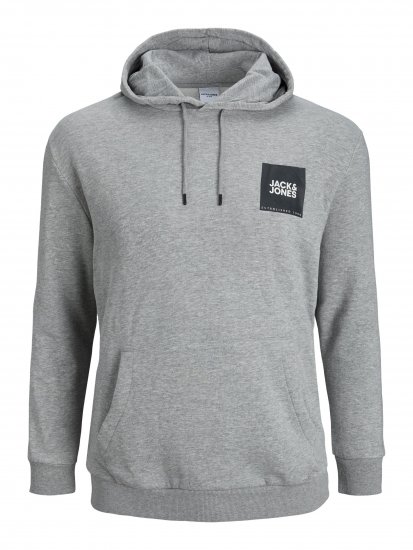 Jack & Jones JJLOCK SWEAT HOOD Grey - Hupparit ja collegepaidat - Miesten hupparit ja collegepaidat isot koot