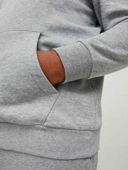 Jack & Jones JJLOCK SWEAT HOOD Grey - Hupparit ja collegepaidat - Miesten hupparit ja collegepaidat isot koot