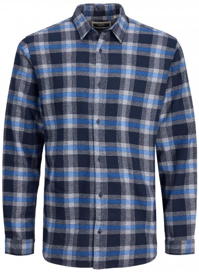 Jack & Jones JCOBERG SHIRT Blue - Kauluspaidat - Miesten isot kauluspaidat 2XL – 8XL