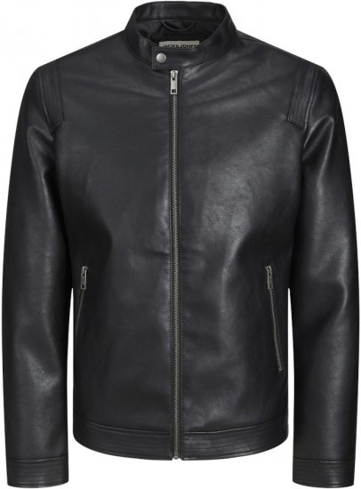 Jack & Jones Rocky Urban Rider Leather Jacket Black - Takit - Miesten Takit, isot koot – 2XL – 12XL