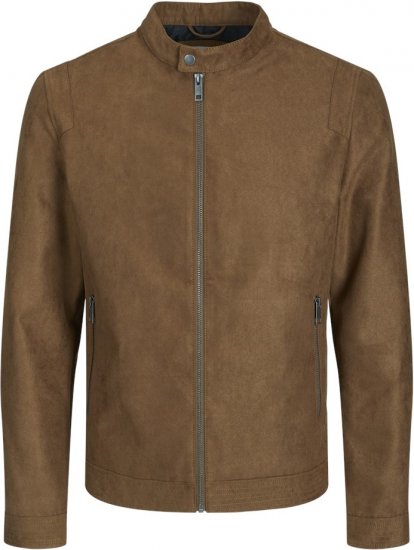 Jack & Jones Rocky Urban Rider Leather Jacket Brown - Takit - Miesten Takit, isot koot – 2XL – 12XL