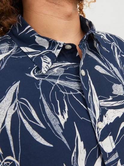 Jack & Jones JORCRAYON AOP Shirt Navy - Kauluspaidat - Miesten isot kauluspaidat 2XL – 8XL