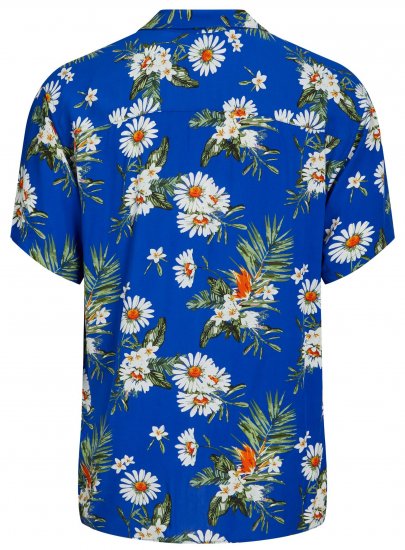 Jack & Jones JORLUKE FLORES Resort Shirt Nautical Blue - Kauluspaidat - Miesten isot kauluspaidat 2XL – 8XL