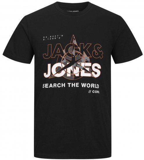 Jack & Jones JCOHUNT T-Shirt Black - T-paidat - Isot T-paidat 2XL – 14XL