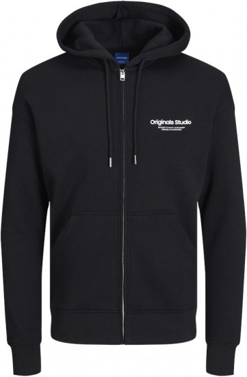 Jack & Jones ESTERBRO Zip Hoodie Black - Hupparit ja collegepaidat - Miesten hupparit ja collegepaidat isot koot