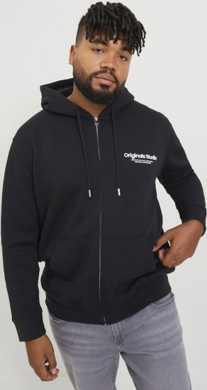 Jack & Jones ESTERBRO Zip Hoodie Black - Hupparit ja collegepaidat - Miesten hupparit ja collegepaidat isot koot