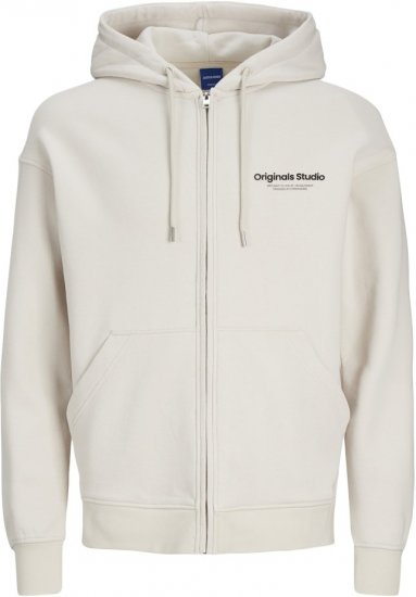 Jack & Jones ESTERBRO Zip Hoodie Light Grey - Hupparit ja collegepaidat - Miesten hupparit ja collegepaidat isot koot
