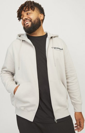Jack & Jones ESTERBRO Zip Hoodie Light Grey - Hupparit ja collegepaidat - Miesten hupparit ja collegepaidat isot koot