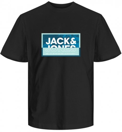 Jack & Jones JCOLOGAN SUMMER PRINT T-Shirt Black - T-paidat - Isot T-paidat 2XL – 14XL
