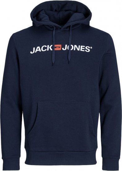Jack & Jones CORP OLD LOGO REG FIT Hoodie Navy Blazer - Hupparit ja collegepaidat - Miesten hupparit ja collegepaidat isot koot
