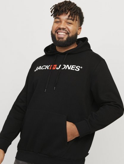 Jack & Jones CORP OLD LOGO REG FIT Hoodie Black - Hupparit ja collegepaidat - Miesten hupparit ja collegepaidat isot koot