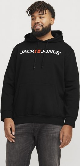 Jack & Jones CORP OLD LOGO REG FIT Hoodie Black - Hupparit ja collegepaidat - Miesten hupparit ja collegepaidat isot koot