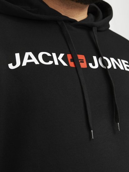 Jack & Jones CORP OLD LOGO REG FIT Hoodie Black - Hupparit ja collegepaidat - Miesten hupparit ja collegepaidat isot koot