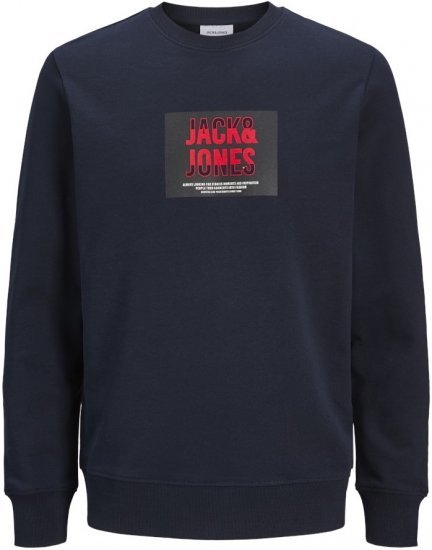 Jack & Jones HUDSON Sweatshirt Navy - Hupparit ja collegepaidat - Miesten hupparit ja collegepaidat isot koot