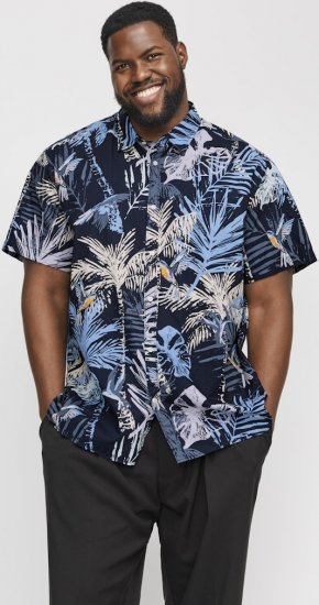 Jack & Jones Hawaii AOP Shirt Blue - Kauluspaidat - Miesten isot kauluspaidat 2XL – 8XL