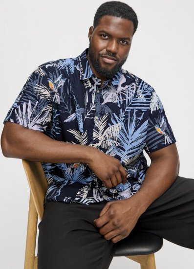 Jack & Jones Hawaii AOP Shirt Blue - Kauluspaidat - Miesten isot kauluspaidat 2XL – 8XL