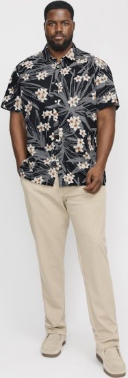 Jack & Jones Hawaii AOP Shirt Black - Kauluspaidat - Miesten isot kauluspaidat 2XL – 8XL