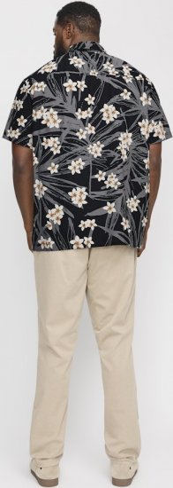 Jack & Jones Hawaii AOP Shirt Black - Kauluspaidat - Miesten isot kauluspaidat 2XL – 8XL