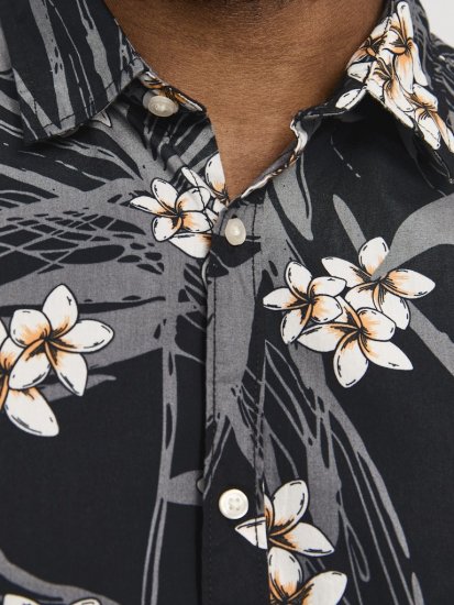 Jack & Jones Hawaii AOP Shirt Black - Kauluspaidat - Miesten isot kauluspaidat 2XL – 8XL