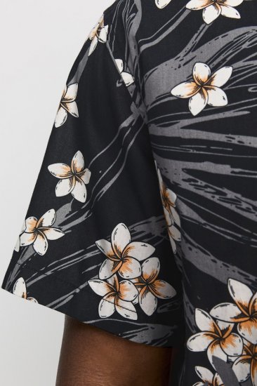 Jack & Jones Hawaii AOP Shirt Black - Kauluspaidat - Miesten isot kauluspaidat 2XL – 8XL