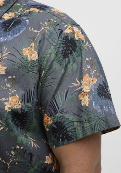 Jack & Jones Hawaii AOP Shirt Grey - Kauluspaidat - Miesten isot kauluspaidat 2XL – 8XL