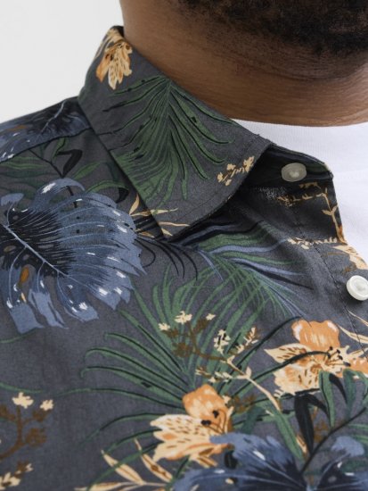 Jack & Jones Hawaii AOP Shirt Grey - Kauluspaidat - Miesten isot kauluspaidat 2XL – 8XL