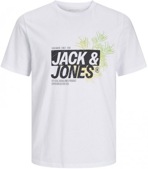  Jack & Jones Jaxon Crew Neck T-Shirt White - T-paidat - Isot T-paidat 2XL – 14XL