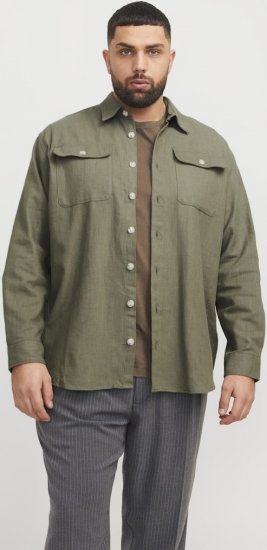 Jack & Jones Raymond Spring Long Sleeve Overshirt Green - Kauluspaidat - Miesten isot kauluspaidat 2XL – 8XL