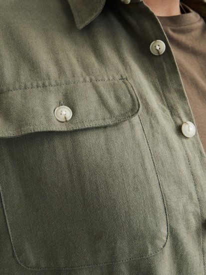 Jack & Jones Raymond Spring Long Sleeve Overshirt Green - Kauluspaidat - Miesten isot kauluspaidat 2XL – 8XL
