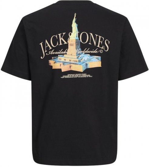 Jack & Jones Boston Photo Crew Neck T-Shirt Black - T-paidat - Isot T-paidat 2XL – 14XL