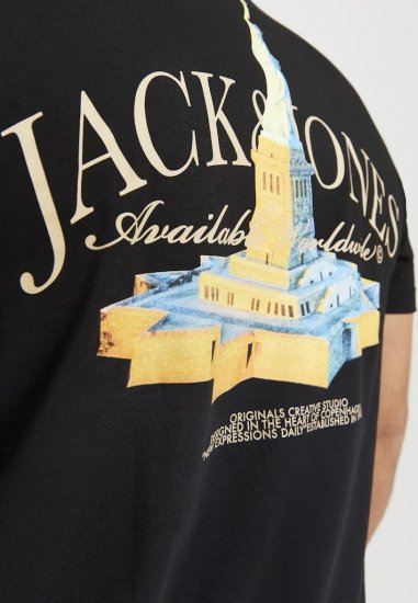 Jack & Jones Boston Photo Crew Neck T-Shirt Black - T-paidat - Isot T-paidat 2XL – 14XL