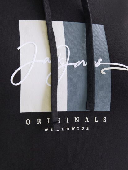 Jack & Jones Frederiksberg Box Script Hoodie Black - Hupparit ja collegepaidat - Miesten hupparit ja collegepaidat isot koot