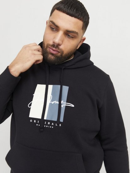 Jack & Jones Frederiksberg Box Script Hoodie Black - Hupparit ja collegepaidat - Miesten hupparit ja collegepaidat isot koot