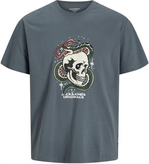 Jack & Jones Anatomy Skull Crew Neck T-Shirt Grey - T-paidat - Isot T-paidat 2XL – 14XL