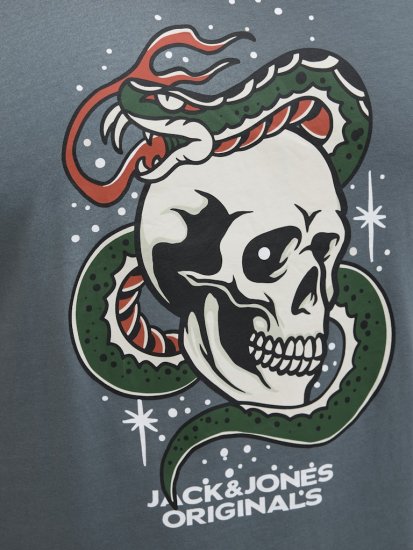 Jack & Jones Anatomy Skull Crew Neck T-Shirt Grey - T-paidat - Isot T-paidat 2XL – 14XL