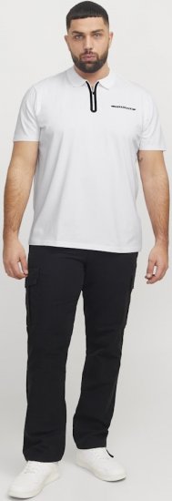 Jack & Jones Fusion Pique Zipper Polo Bright White - Pikeepaidat - Miesten isot pikeepaidat