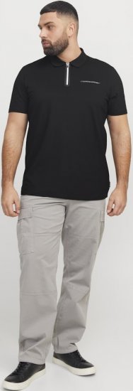 Jack & Jones Fusion Pique Zipper Polo Black - Pikeepaidat - Miesten isot pikeepaidat