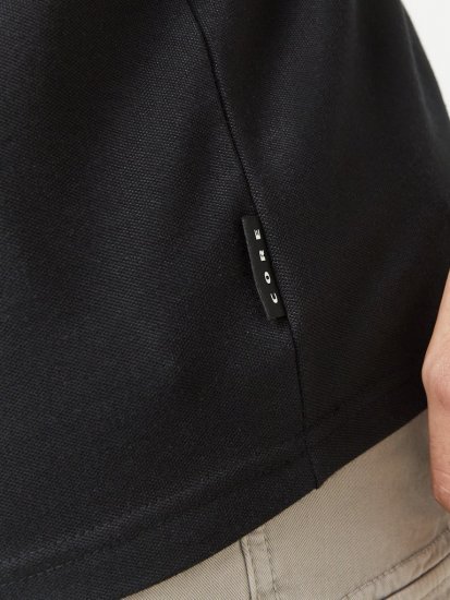 Jack & Jones Fusion Pique Zipper Polo Black - Pikeepaidat - Miesten isot pikeepaidat
