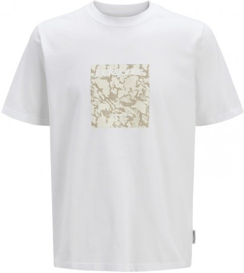 Jack & Jones Tarmac Camo Crew Neck T-Shirt Bright White - T-paidat - Isot T-paidat 2XL – 14XL