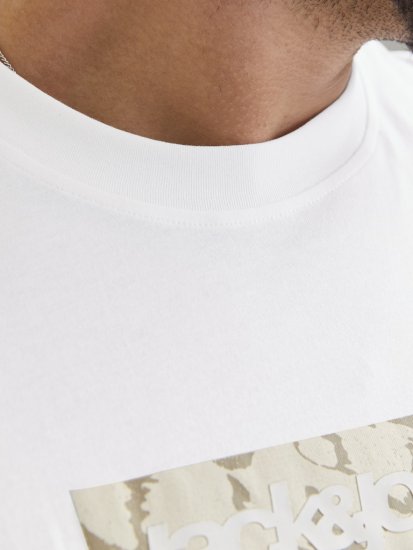 Jack & Jones Tarmac Camo Crew Neck T-Shirt Bright White - T-paidat - Isot T-paidat 2XL – 14XL