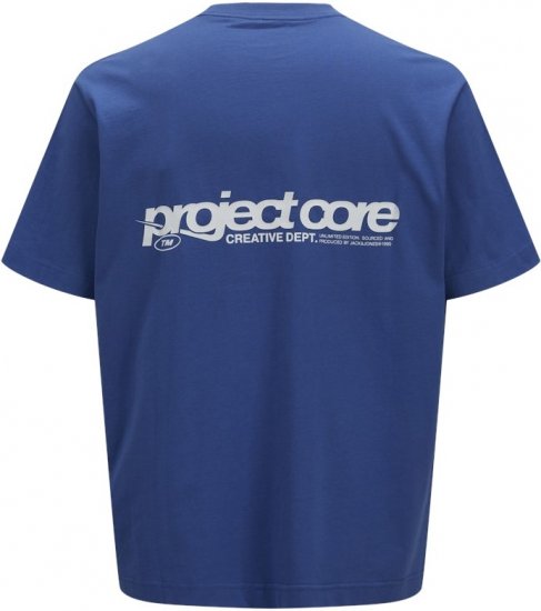 Jack & Jones Union Front & Back Print Crew Neck T-Shirt Beaucoup Blue - T-paidat - Isot T-paidat 2XL – 14XL