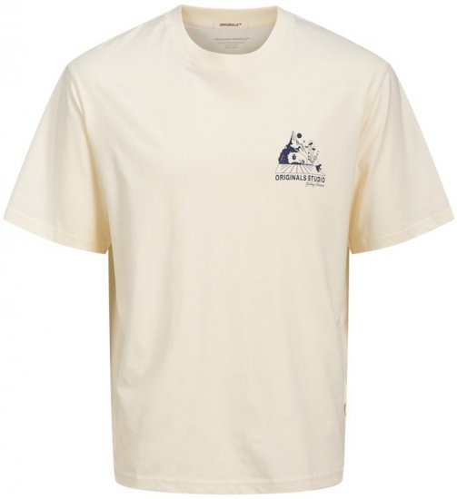Jack & Jones Bellagio Collage Crew Neck T-Shirt Antique White - T-paidat - Isot T-paidat 2XL – 14XL