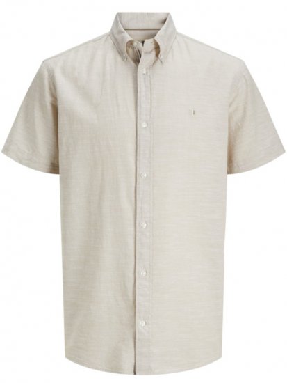 Jack & Jones Summer Shield Short Sleeve Shirt White Pepper - Kauluspaidat - Miesten isot kauluspaidat 2XL – 8XL