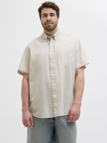 Jack & Jones Summer Shield Short Sleeve Shirt White Pepper - Kauluspaidat - Miesten isot kauluspaidat 2XL – 8XL